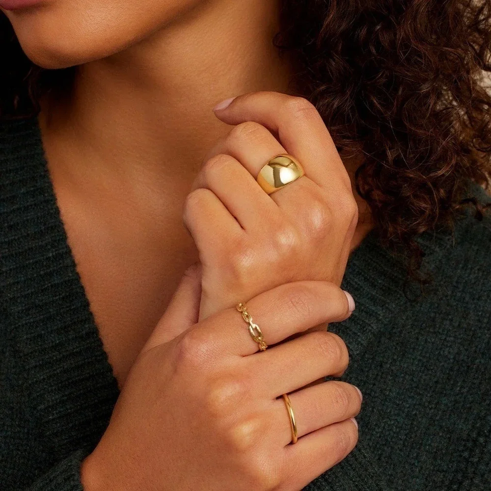 Gorjana New Size 7 Ring 18k Gold Plated Brass Lou‎ Helium Statement Modern Style